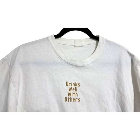 Drinks Well With Others Graphic T-Shirt Unisex Size L Birch Equipment White Cot - Picture 3 of 6